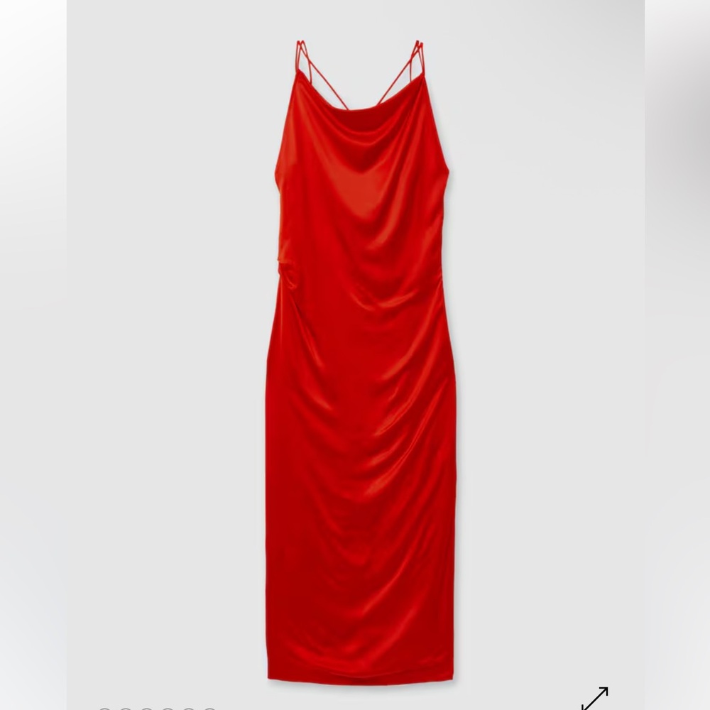NWT Reiss Lilah Satin Cowl Neck Maxi Dress in Red/Orange Size 14